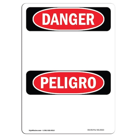 OSHA Danger Sign, Danger Blank Write-On Bilingual, 24in X 18in Rigid Plastic